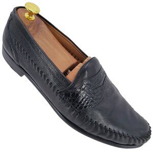 Mezlan Exotic Crocodile and Calf Leather Moc Penny Loafers Mens 10.5 Dress Shoes